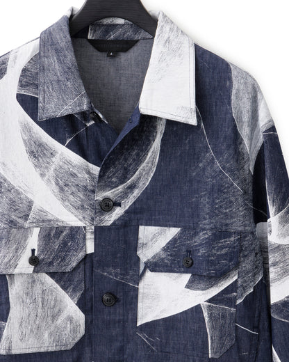 HARRISON WONG / Light Denim Jacket With Curvy Shadow Print