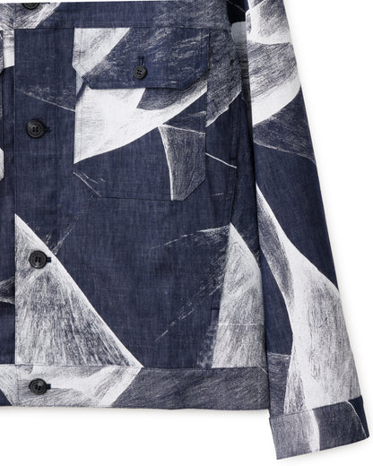 HARRISON WONG / Light Denim Jacket With Curvy Shadow Print