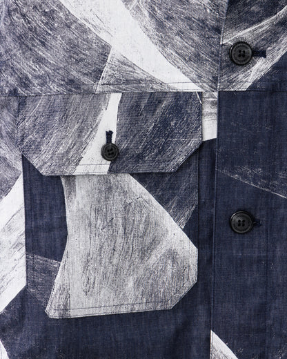 HARRISON WONG / Light Denim Jacket With Curvy Shadow Print