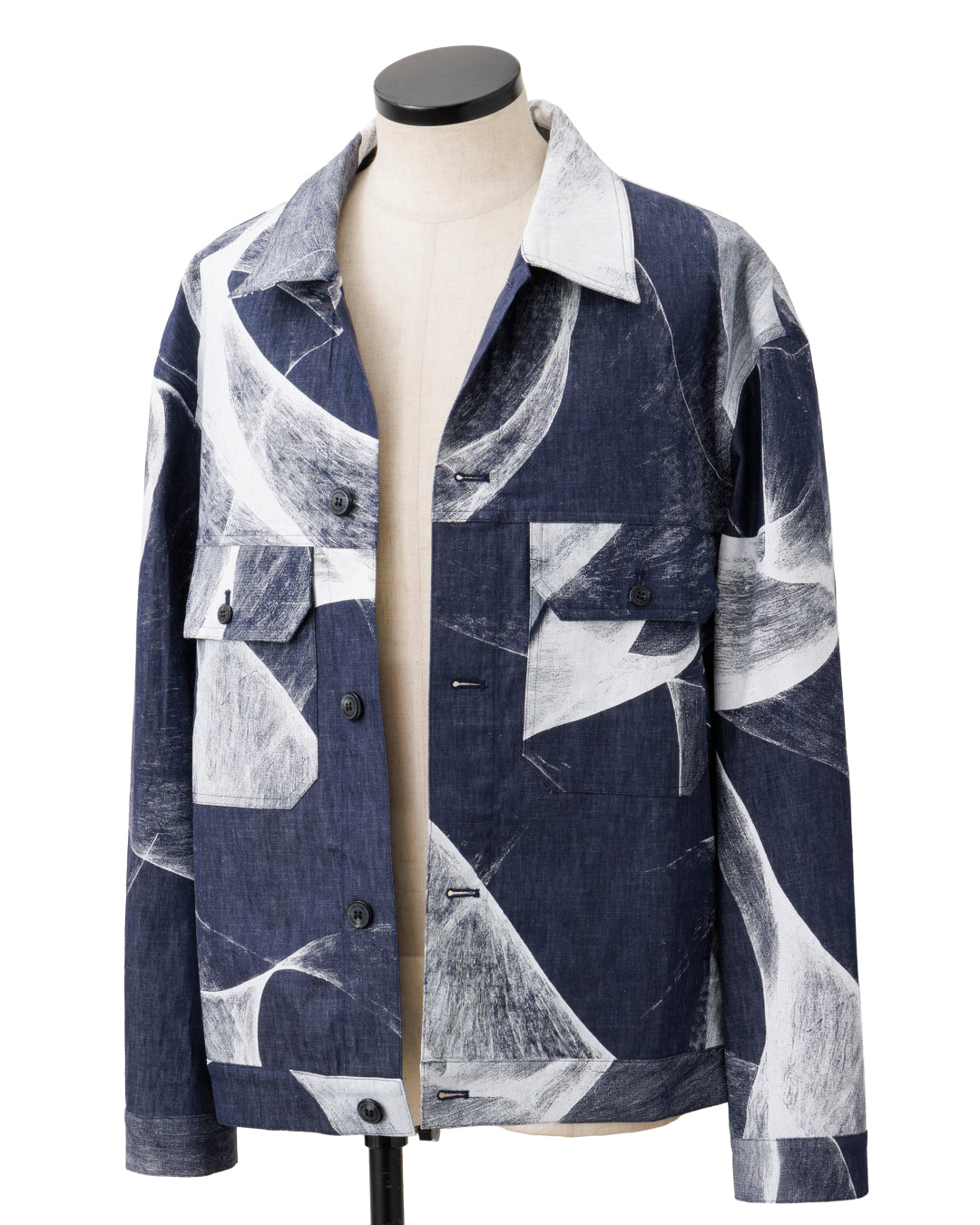 HARRISON WONG / Light Denim Jacket With Curvy Shadow Print