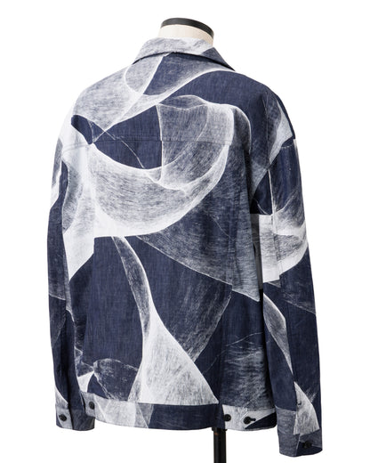 HARRISON WONG / Light Denim Jacket With Curvy Shadow Print