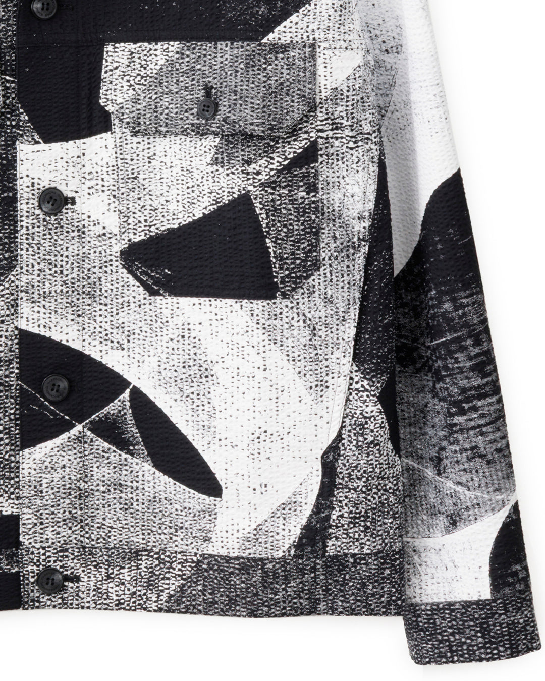 HARRISON WONG / Seersucker Jacket With Curvy Shadow Pattern - Black