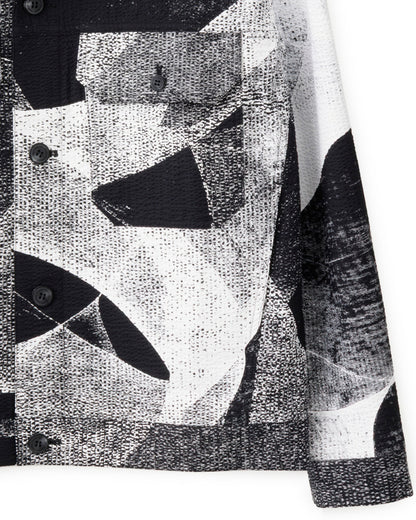 HARRISON WONG / Seersucker Jacket With Curvy Shadow Pattern - Black