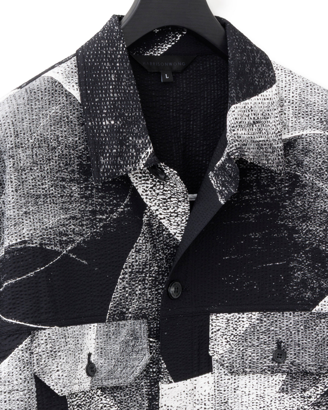 HARRISON WONG / Seersucker Jacket With Curvy Shadow Pattern - Black