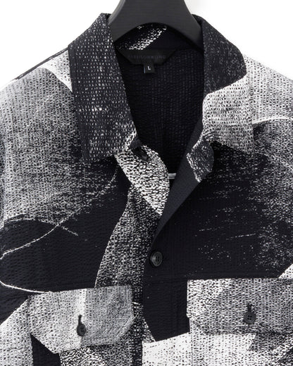 HARRISON WONG / Seersucker Jacket With Curvy Shadow Pattern - Black