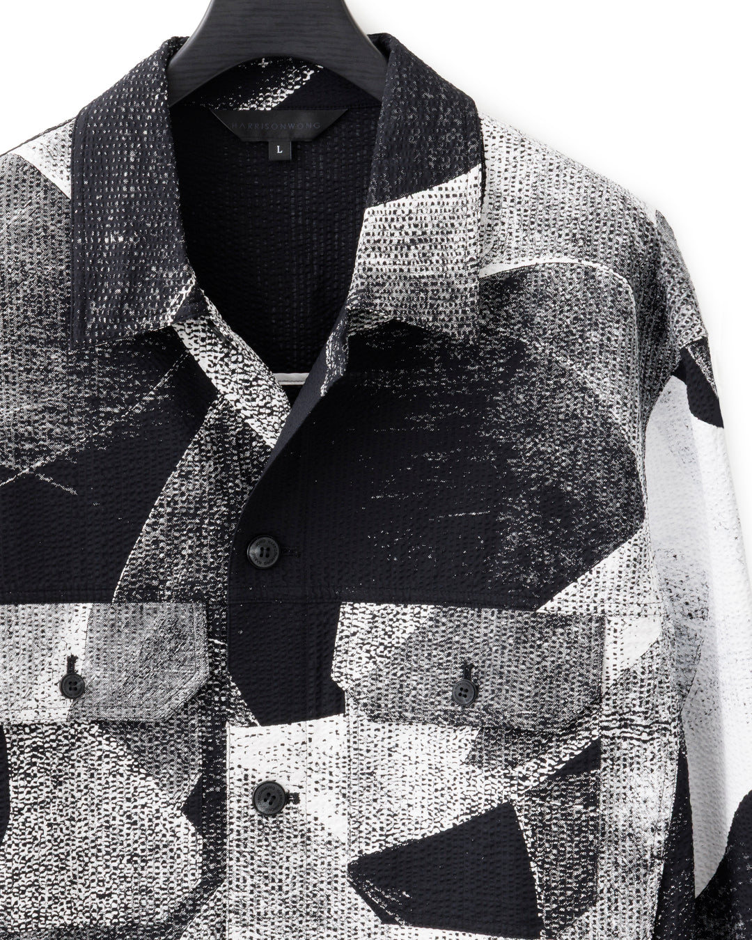 HARRISON WONG / Seersucker Jacket With Curvy Shadow Pattern - Black