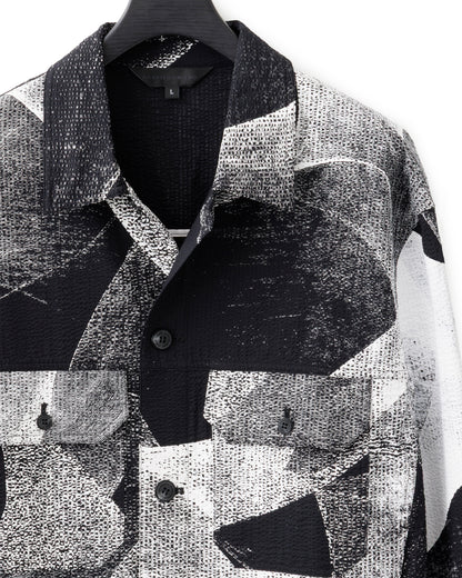 HARRISON WONG / Seersucker Jacket With Curvy Shadow Pattern - Black