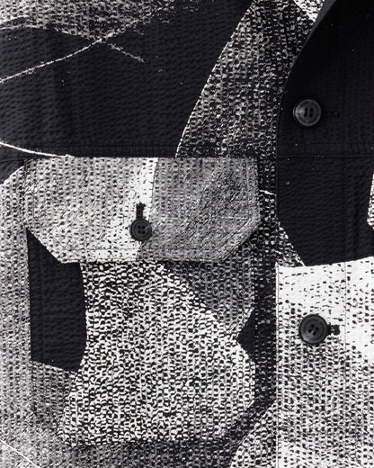 HARRISON WONG / Seersucker Jacket With Curvy Shadow Pattern - Black