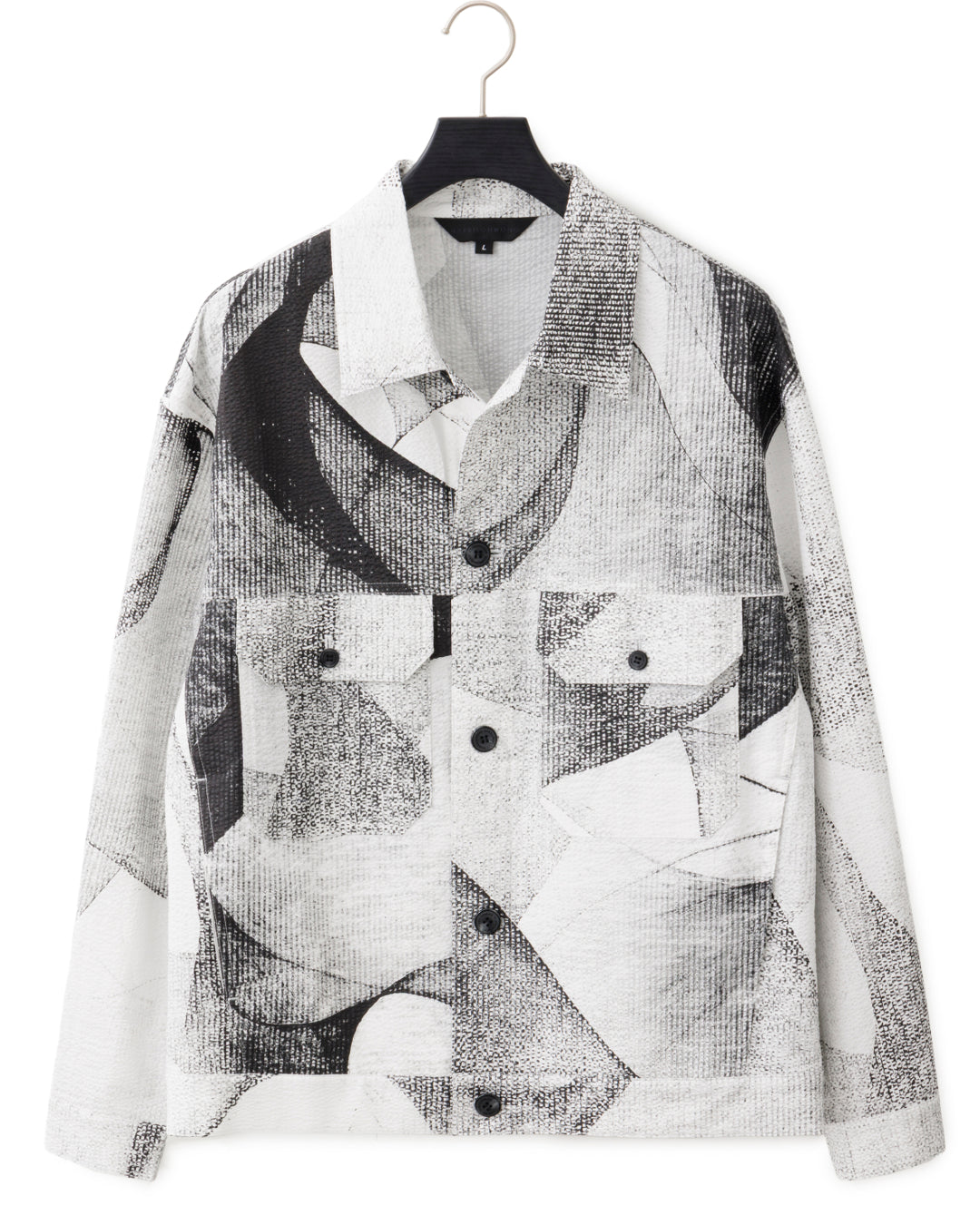 HARRISON WONG / Seersucker Jacket With Curvy Shadow Pattern - White
