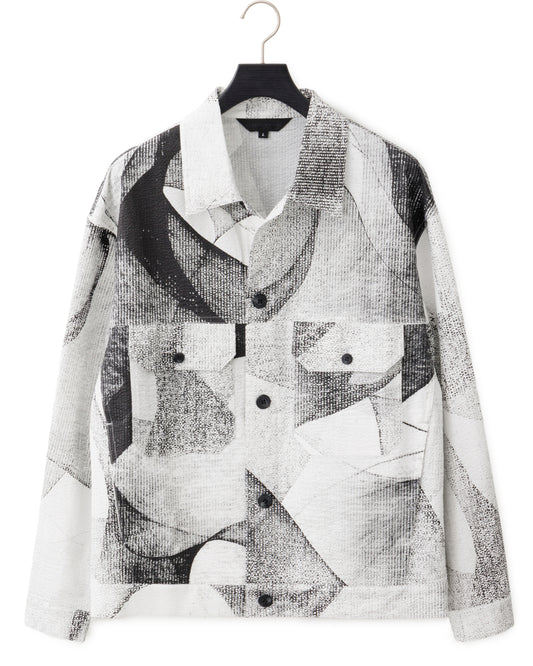 HARRISON WONG / Seersucker Jacket With Curvy Shadow Pattern - White