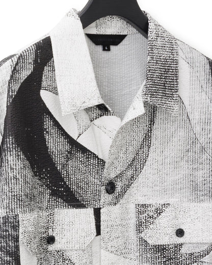 HARRISON WONG / Seersucker Jacket With Curvy Shadow Pattern - White