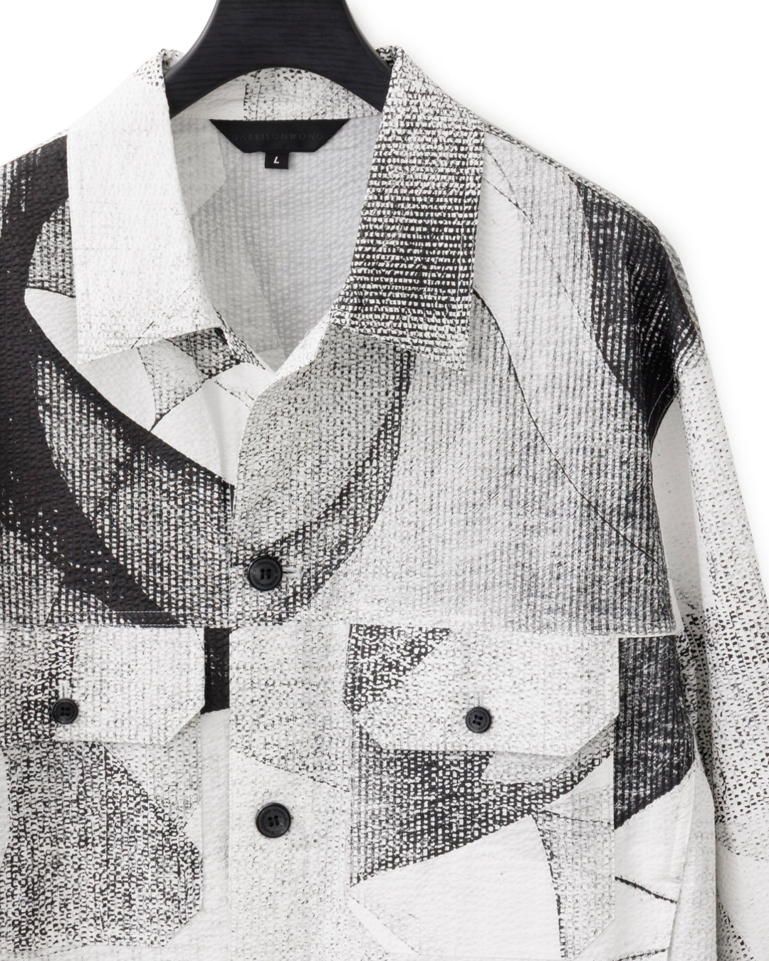 HARRISON WONG / Seersucker Jacket With Curvy Shadow Pattern - White