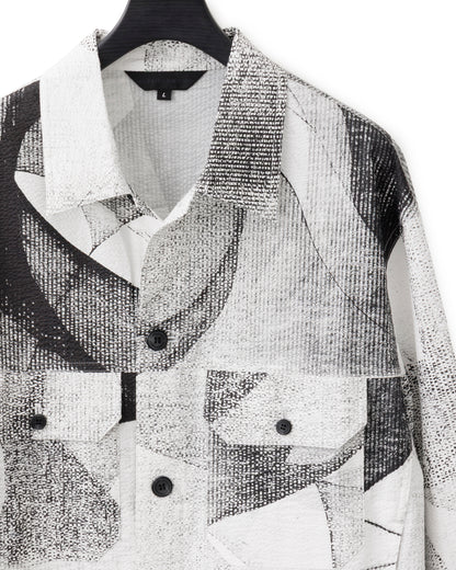 HARRISON WONG / Seersucker Jacket With Curvy Shadow Pattern - White