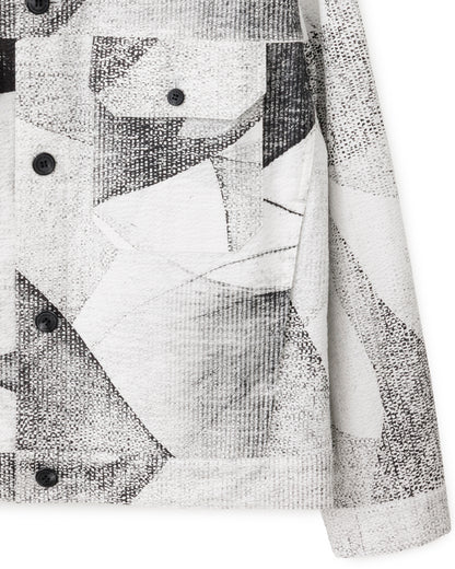 HARRISON WONG / Seersucker Jacket With Curvy Shadow Pattern - White