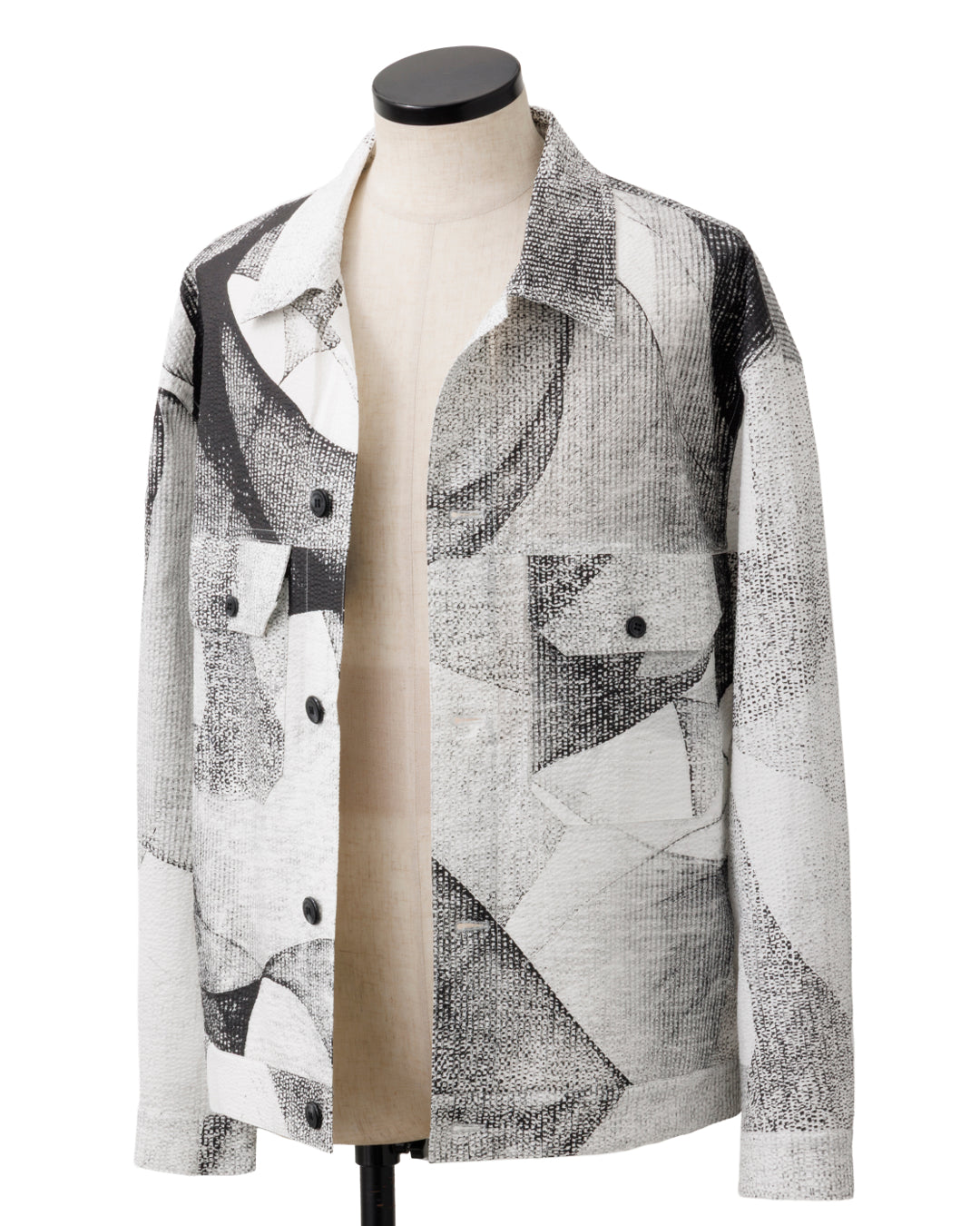 HARRISON WONG / Seersucker Jacket With Curvy Shadow Pattern - White