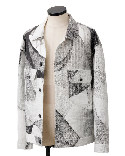 HARRISON WONG / Seersucker Jacket With Curvy Shadow Pattern - White