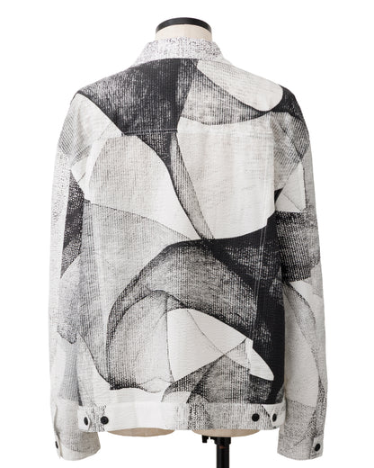 HARRISON WONG / Seersucker Jacket With Curvy Shadow Pattern - White