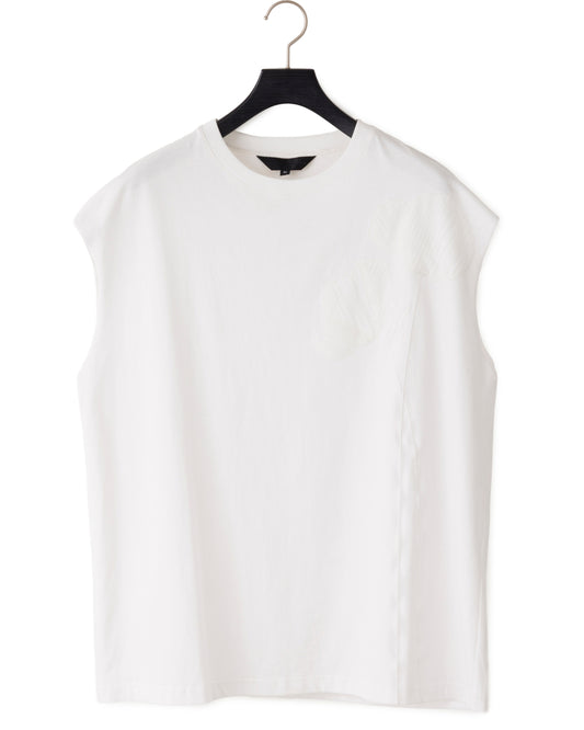 HARRISON WONG / Oversize Sleeveless Tee With Flowers Embroidery - White