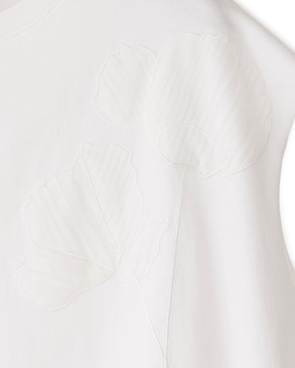 HARRISON WONG / Oversize Sleeveless Tee With Flowers Embroidery - White