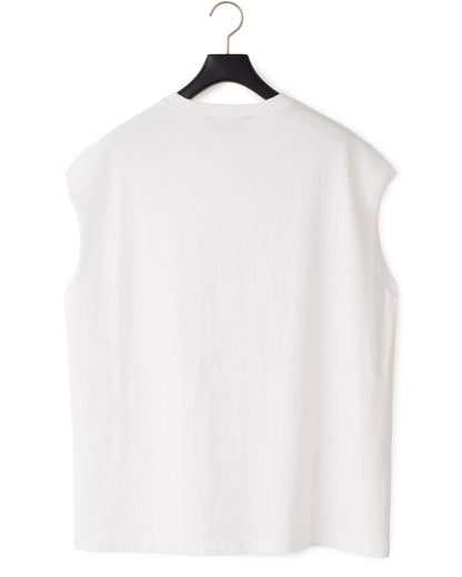 HARRISON WONG / Oversize Sleeveless Tee With Flowers Embroidery - White