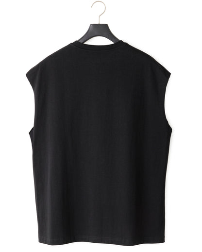 HARRISON WONG / Oversize Sleeveless Tee With Flowers Embroidery - Black