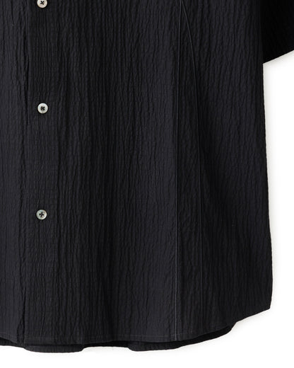 HARRISON WONG / Oversize Textured Cotton Shirt With Flowers Embroidery - Black