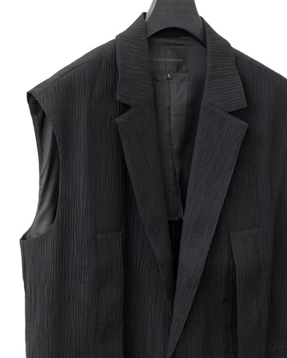 HARRISON WONG / Crepe Texture Tencel Sleeveless Long Blazer