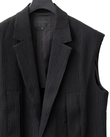 HARRISON WONG / Crepe Texture Tencel Sleeveless Long Blazer