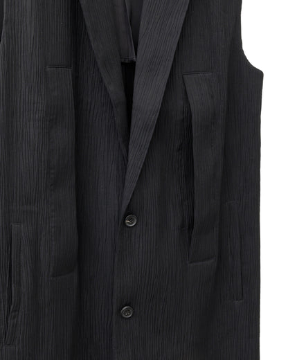 HARRISON WONG / Crepe Texture Tencel Sleeveless Long Blazer