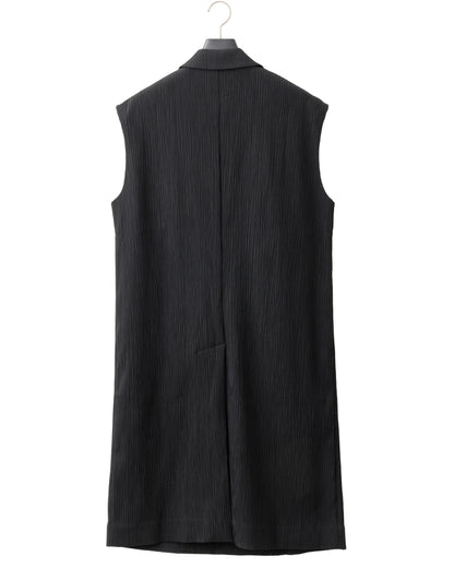 HARRISON WONG / Crepe Texture Tencel Sleeveless Long Blazer