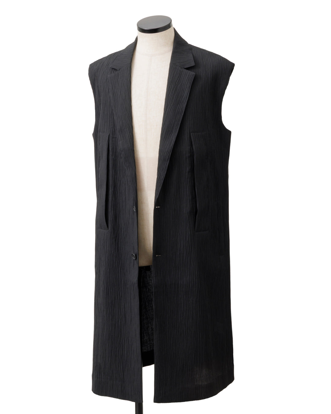 HARRISON WONG / Crepe Texture Tencel Sleeveless Long Blazer