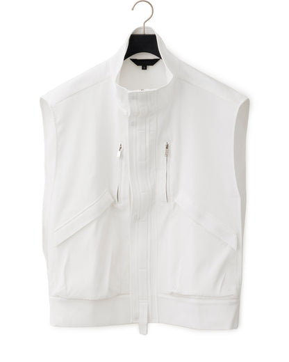 HARRISON WONG / Striped Textured Wide Shoulder Sleeveless Jacket