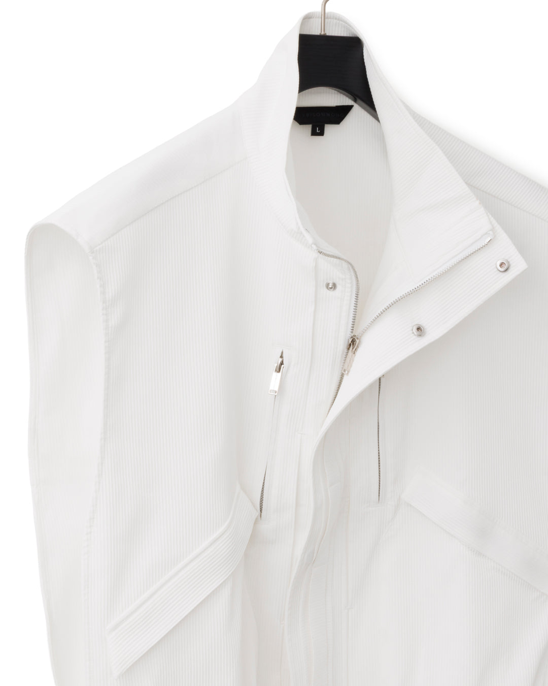 HARRISON WONG / Striped Textured Wide Shoulder Sleeveless Jacket