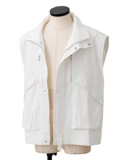 HARRISON WONG / Striped Textured Wide Shoulder Sleeveless Jacket