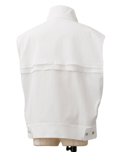 HARRISON WONG / Striped Textured Wide Shoulder Sleeveless Jacket