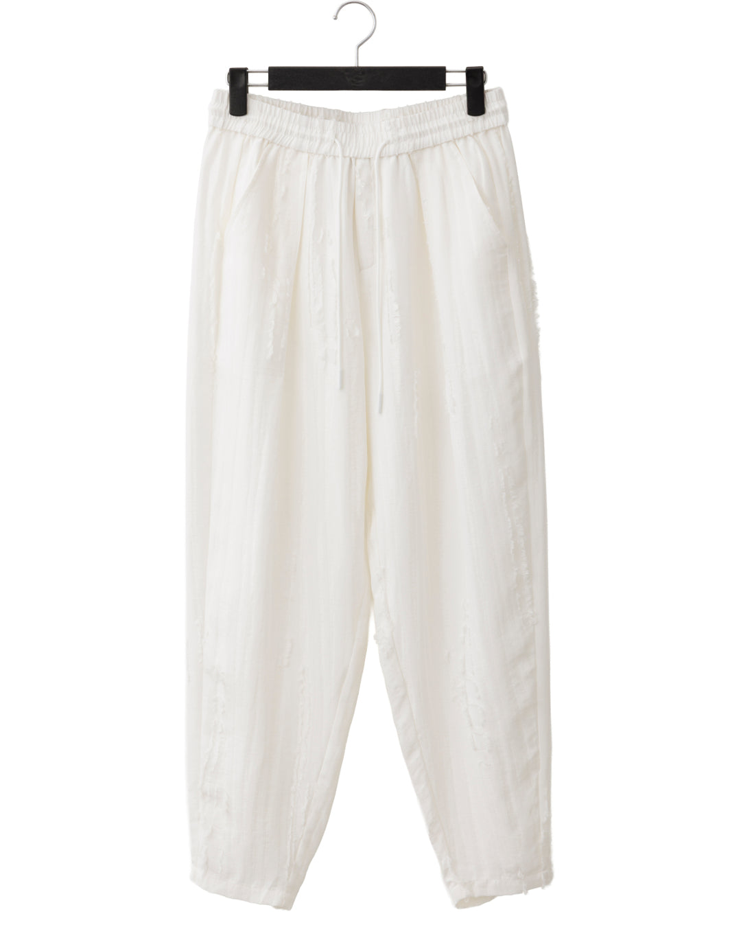 HARRISON WONG / Ripped Texture Carrot Fit Pants - White