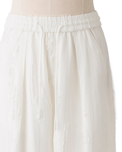 HARRISON WONG / Ripped Texture Carrot Fit Pants - White