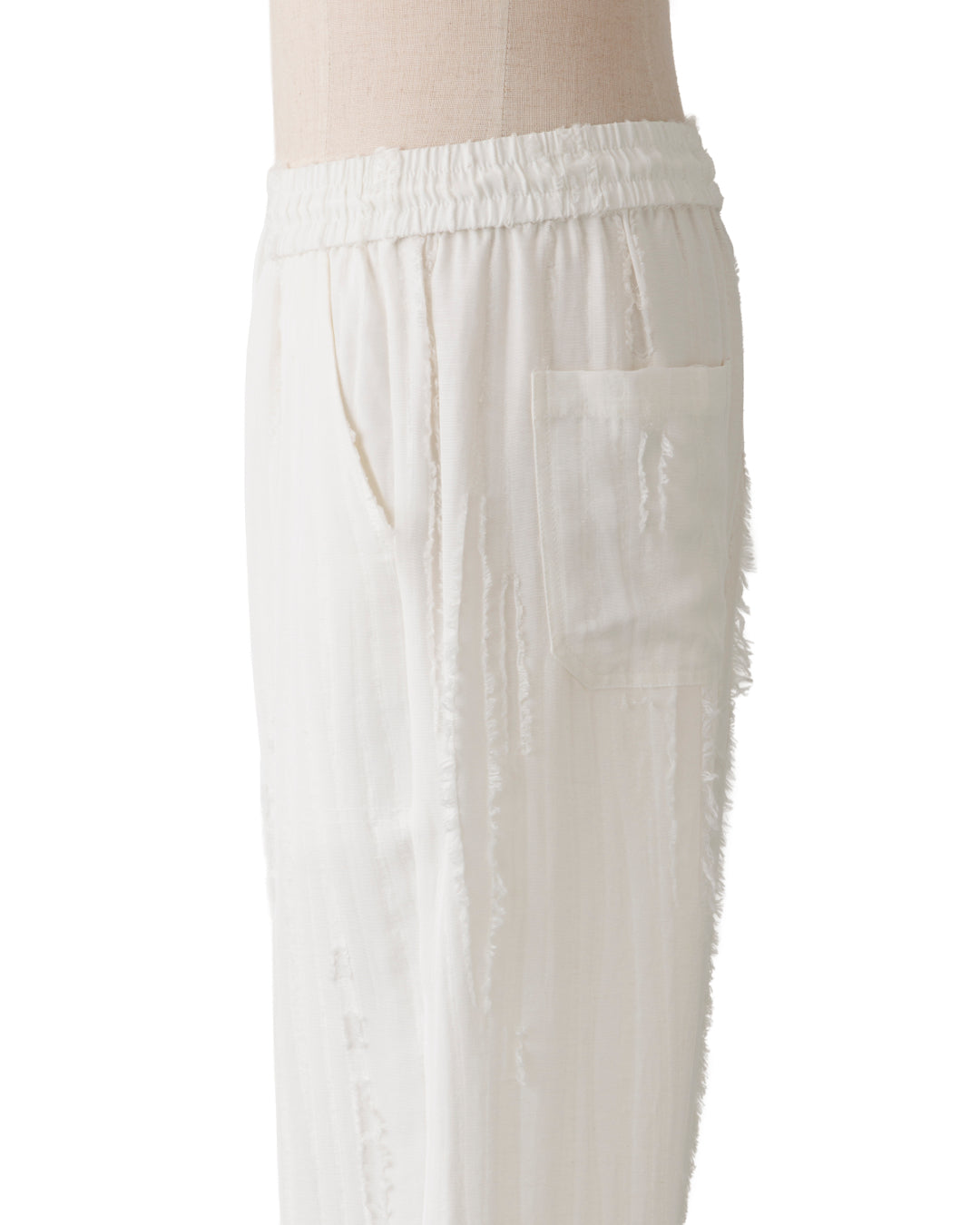 HARRISON WONG / Ripped Texture Carrot Fit Pants - White