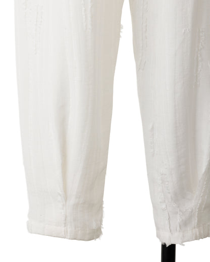 HARRISON WONG / Ripped Texture Carrot Fit Pants - White