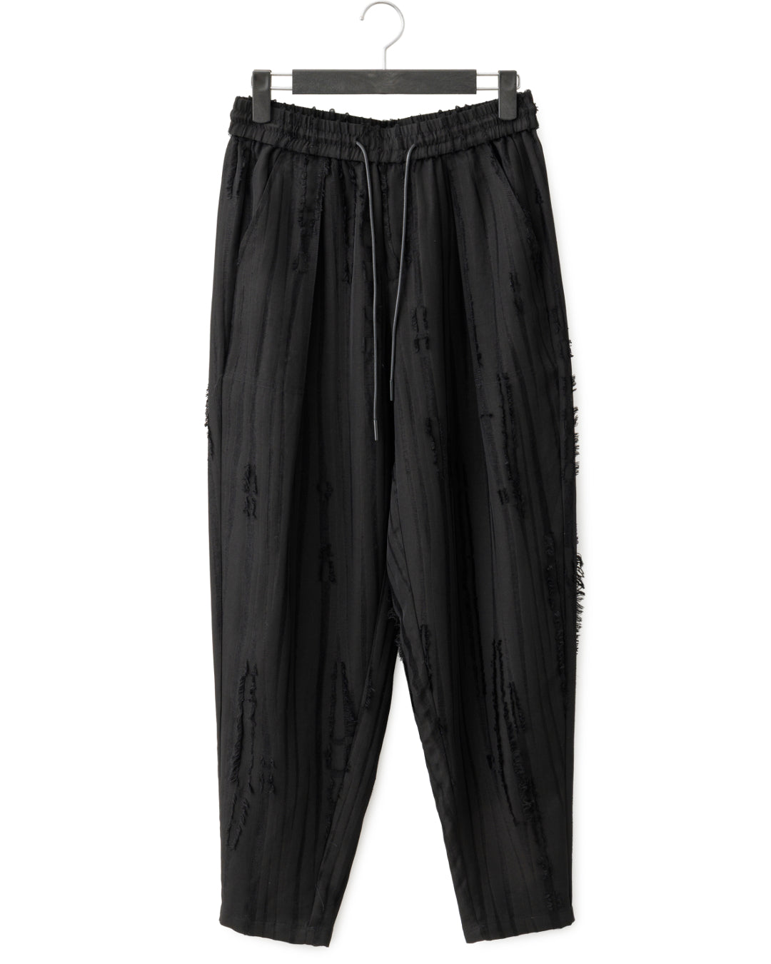 HARRISON WONG / Ripped Texture Carrot Fit Pants - Black