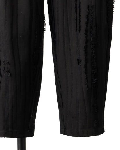 HARRISON WONG / Ripped Texture Carrot Fit Pants - Black