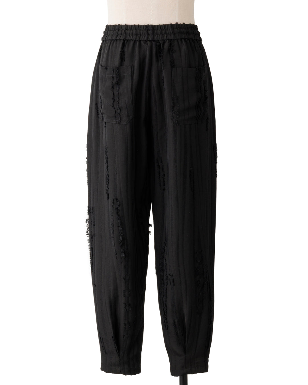 HARRISON WONG / Ripped Texture Carrot Fit Pants - Black
