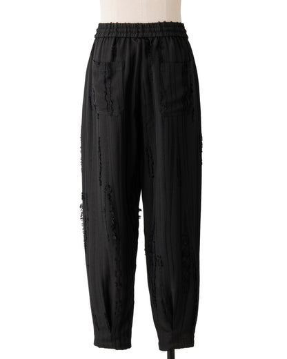 HARRISON WONG / Ripped Texture Carrot Fit Pants - Black