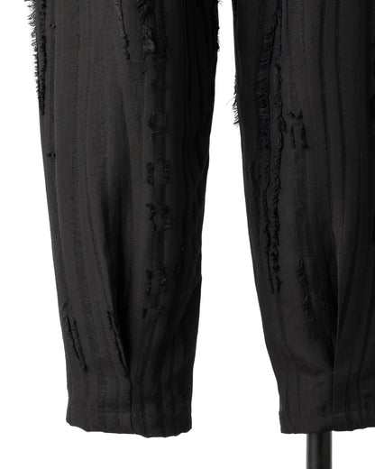 HARRISON WONG / Ripped Texture Carrot Fit Pants - Black