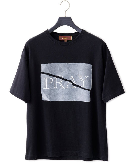 Bennu / Printed Loose Fit Tee - PRAY - BLACK