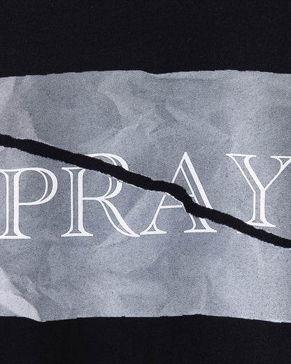 Bennu / Printed Loose Fit Tee - PRAY - BLACK