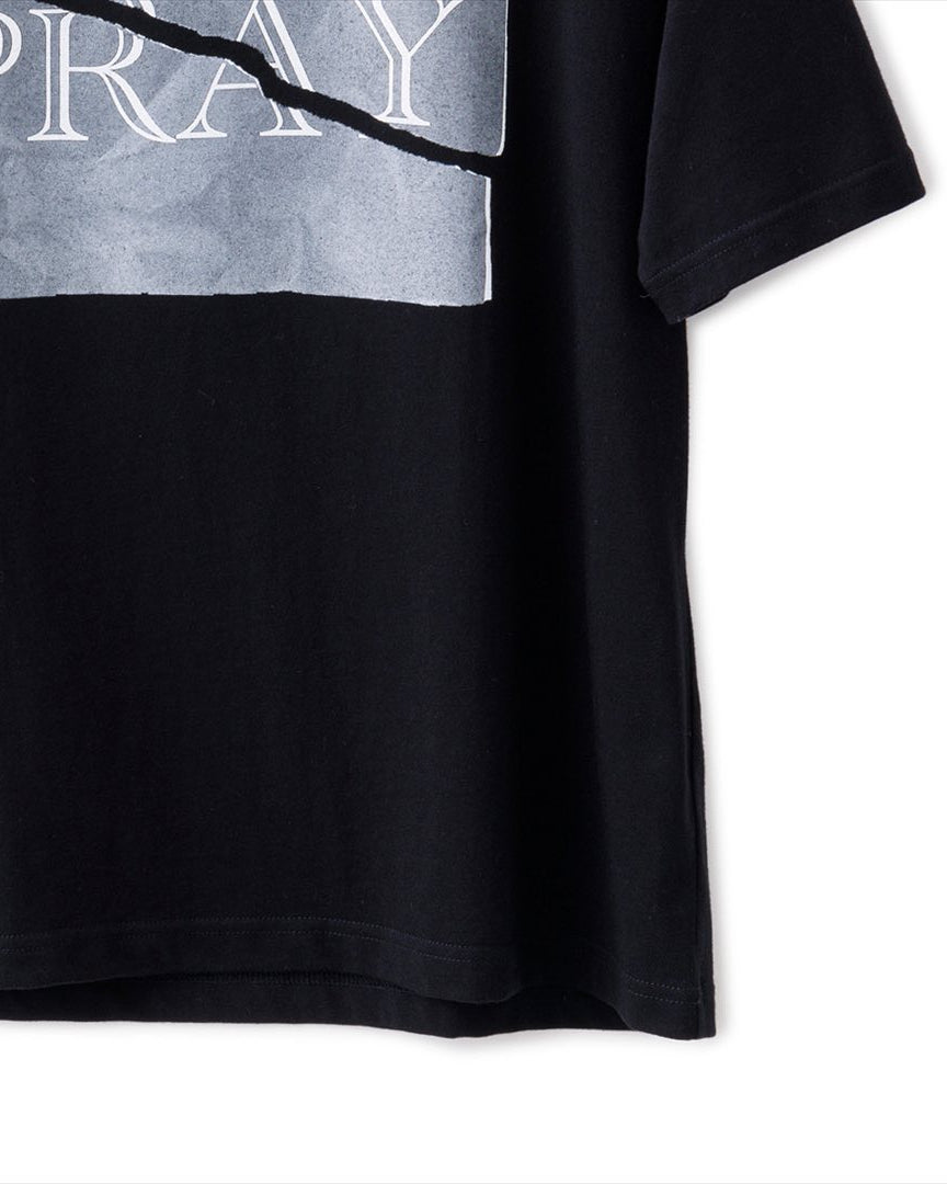 Bennu / Printed Loose Fit Tee - PRAY - BLACK