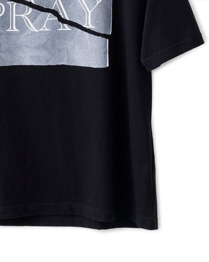 Bennu / Printed Loose Fit Tee - PRAY - BLACK