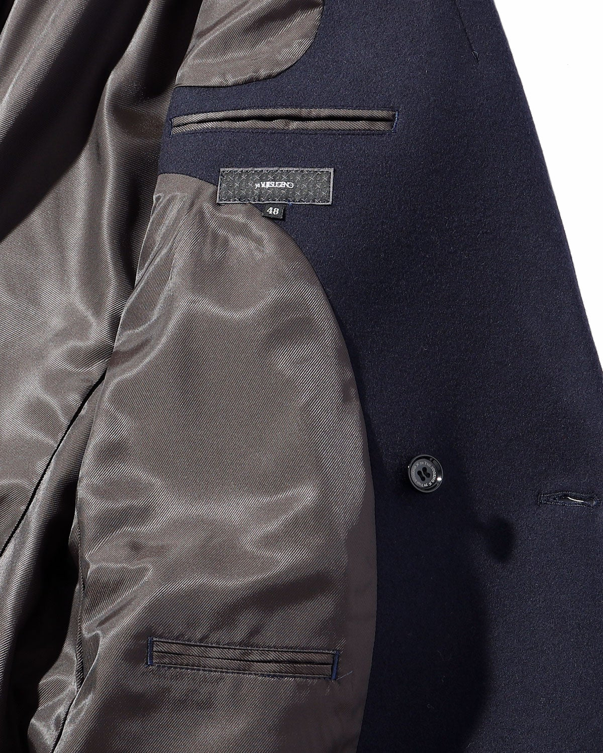 ys Yuji SUGENO / Semi-Double Long Chester Coat with Gold Buttons - NAVY