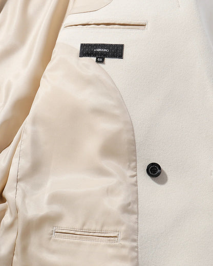 ys Yuji SUGENO / Semi-Double Long Chester Coat with Gold Buttons - OFFWHITE